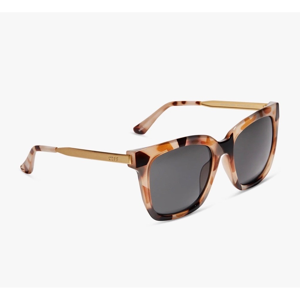 DIFF Hailey Sunglasses Cream Tortoise Gold Square Frame DE01-0255-CTGRN Womens - Picture 3 of 7